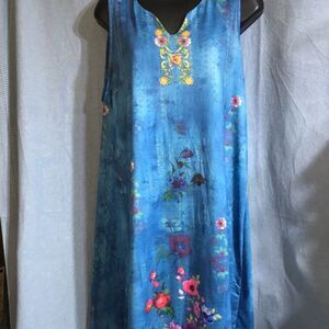 Blue Floral Summer Beach Dress